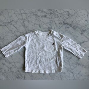 GAP- White Long-Sleeve Baby Top with Embroidered Bear